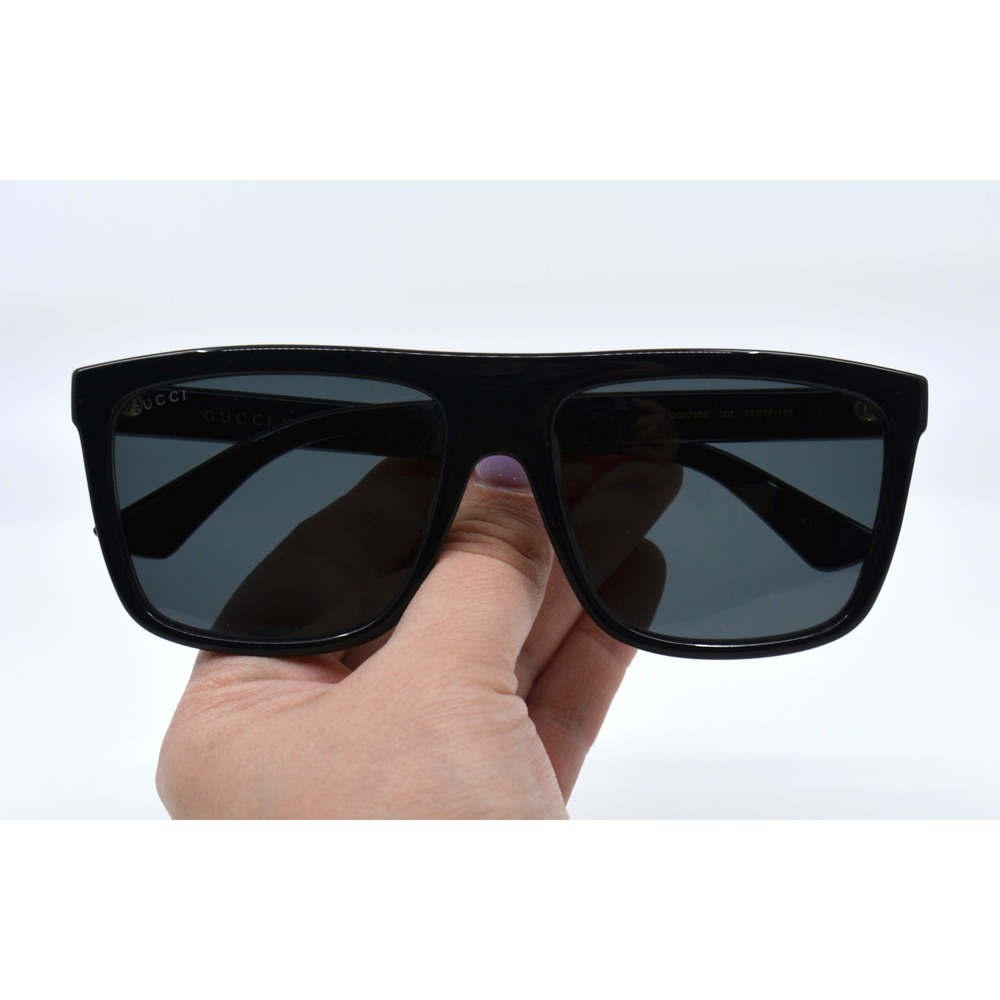 Gucci GG0748S Black Grey Sunglasses | Authentic | New w/ Case | 59-17-145 - Picture 12 of 13